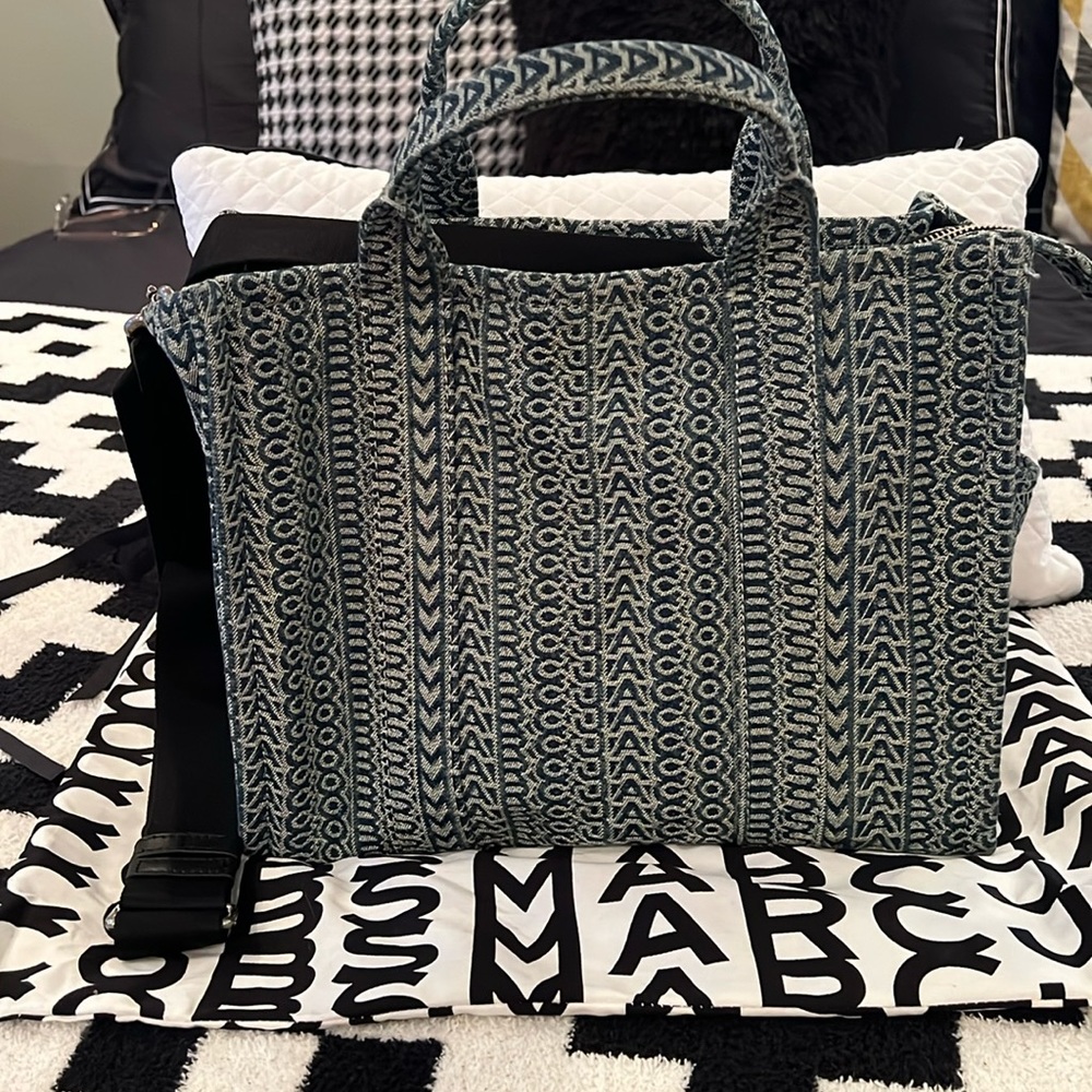 Washed monogram denim medium Tote bag